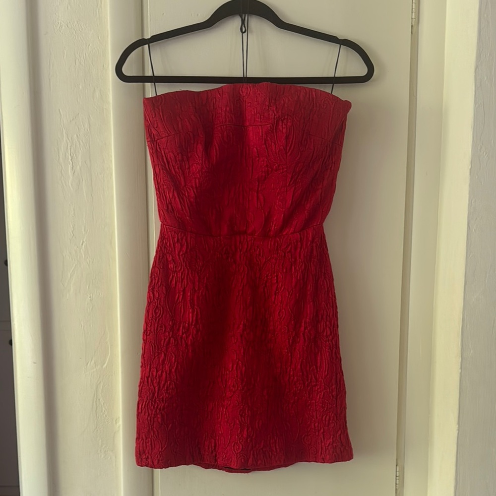 Dolce & Gabbana Red Strapless Sheath Dress